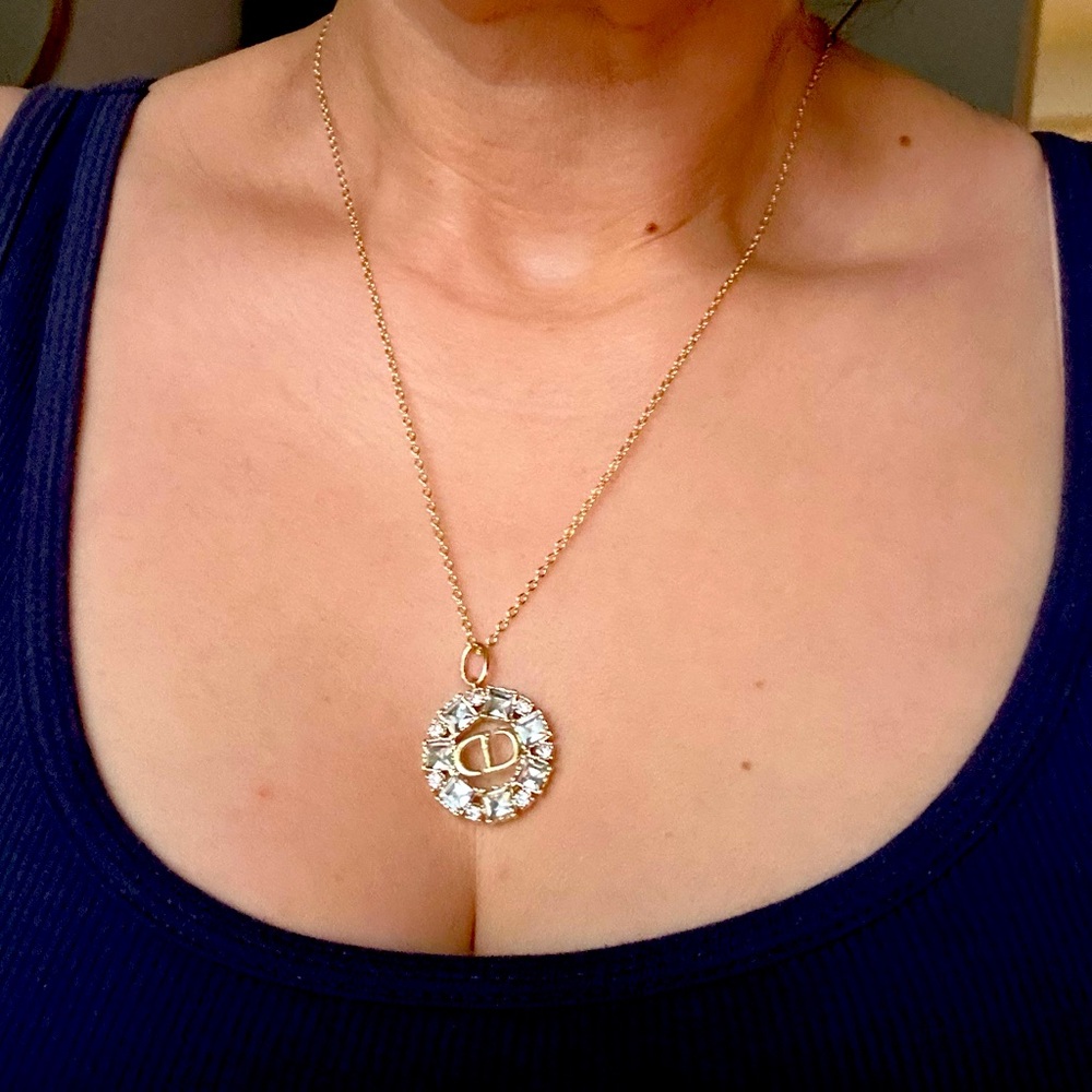 DIOR Charm/Pendant ROUND RHINESTONES GOLD 24 MM